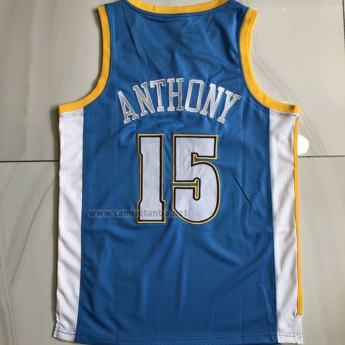 Camiseta Denver Nuggets Carmelo Anthony #15 Mitchell & Ness 2003-04 Azul